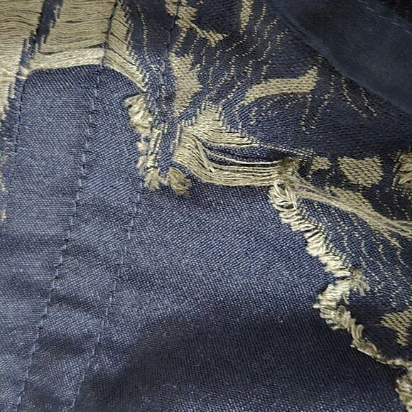 Billy Reid Jacquard Kaftan Dress Blue Long Oversized Caftan Fringe Medium Large - Picture 9 of 16